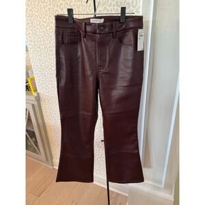 Good American Women's Malbec Good Legs Cropped Mini Boot Leather Pants Size 8